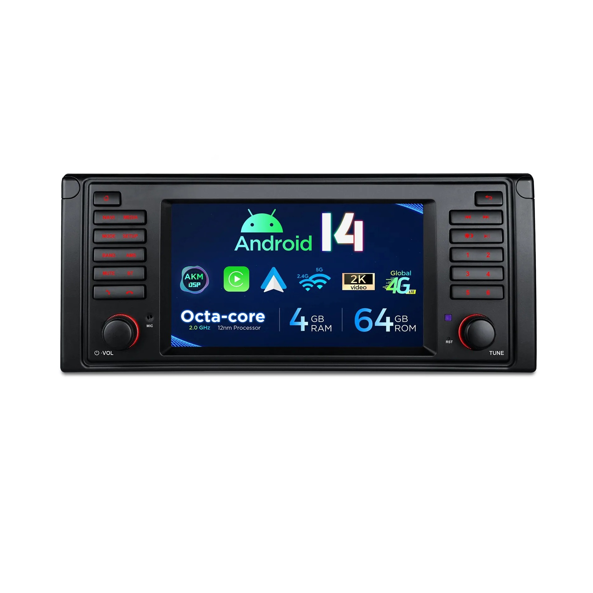 BMW | E39 | Android 14 | Octa Core | 4GB RAM & 64GB ROM | Global 4G LTE Solution | PX7439BL